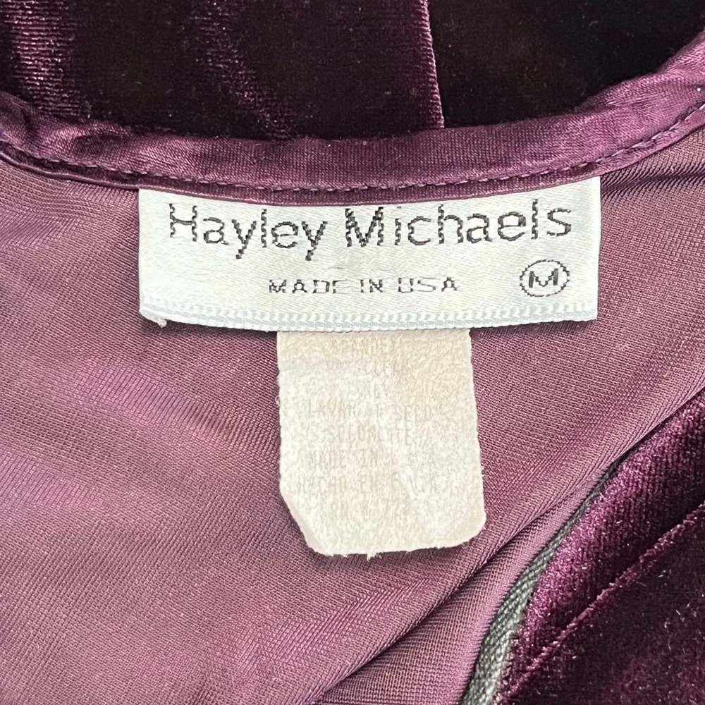 Vintage Haley Michaels Purple Velvet Shift Y2K Dress Size Medium